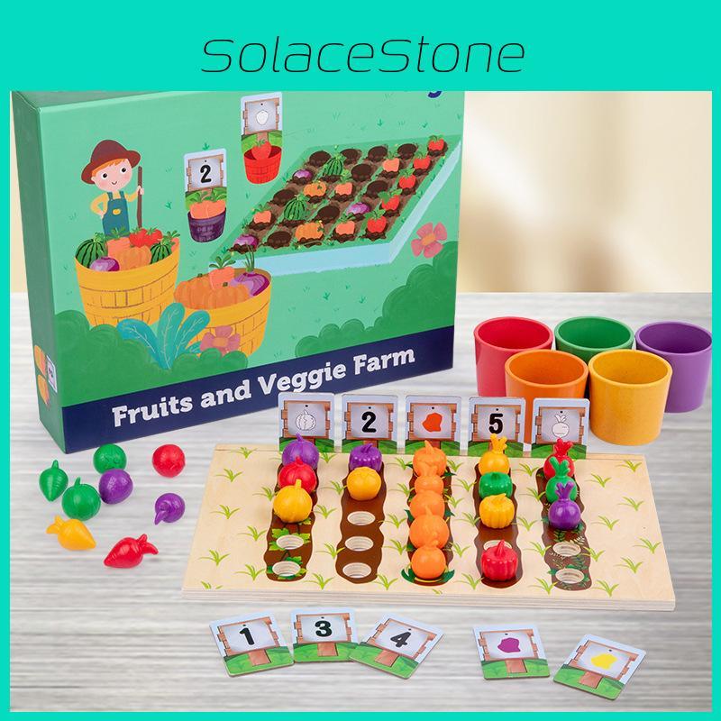 Wooden Fruit Vegetable Farm Color Recognition Educational Toy For Kids Preschool Learning