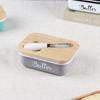 Practical Airtight Butter Dish Rectangular With Spatula Butter Storage Container Bamboo Cover Iron Butter Keeper Bread
