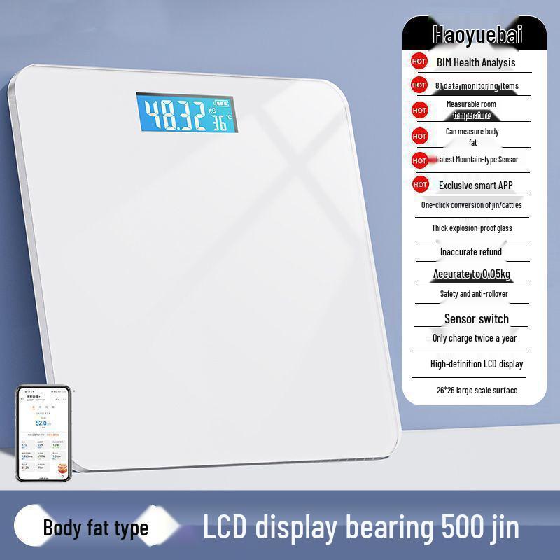 Durable Rechargeable Digital Bathroom Scale: Accurate Smart Body Fat Scale for Women