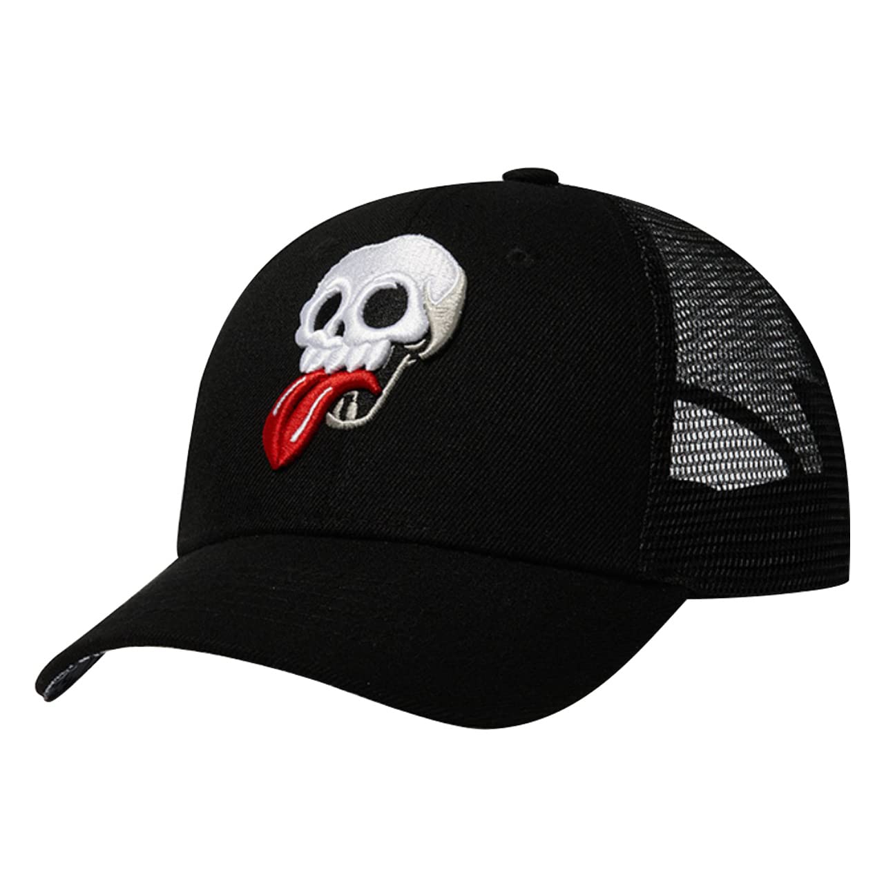 

Mesh Cap with Skull CA714 [White Fang] Pattern, Hat, Running, Outdoor, Women, Men, (Black)