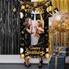 1pc Black Golden Happy Birthday Photo Booth Prop for 30/40/50/60th Milestone Celebrations Birthday Party Decoration Backdrop