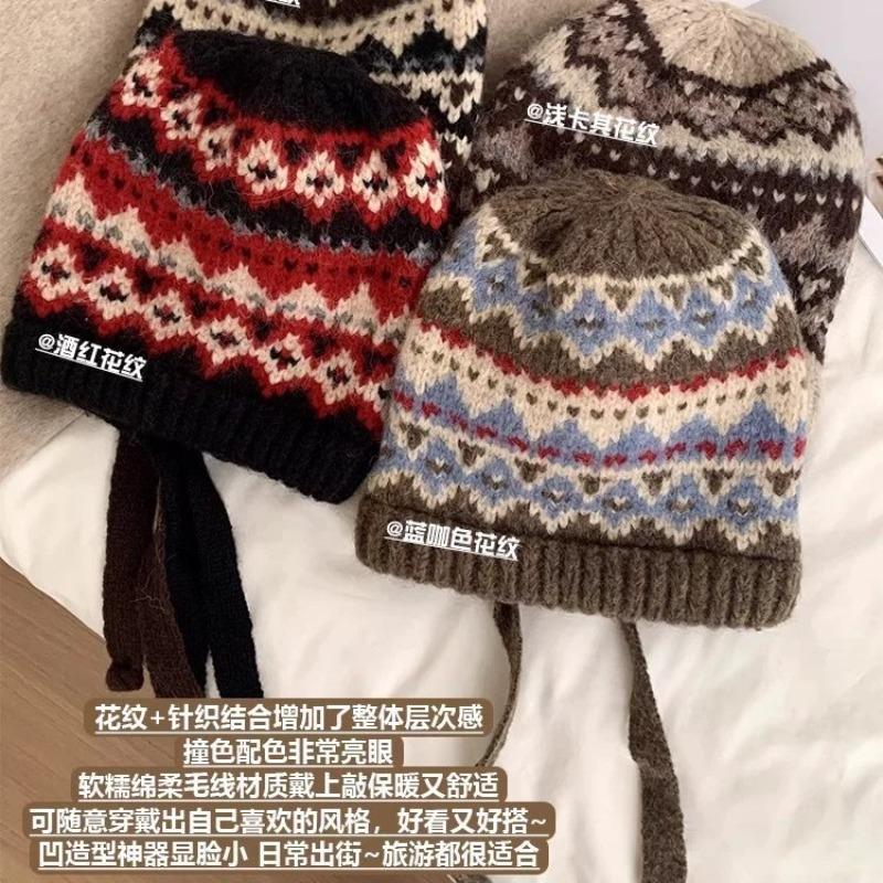 Knitted Hat Women's Winter Warm Balaclava Autumn and Winter Hat Winter Wool Hat Bag Hat