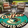 Vintage Retro Letter Print Round Area Rug Rustic Coffee Shop Themed Non-Slip Floor Carpet Outdoor Patio Decor Mat for Porch