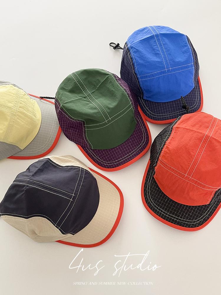 Japanese Outdoor Color Matching Quick-drying 5-Panel Baseball Cap Women's Summer Travel Short-brimmed Peaked Hat Men's Sun Cap