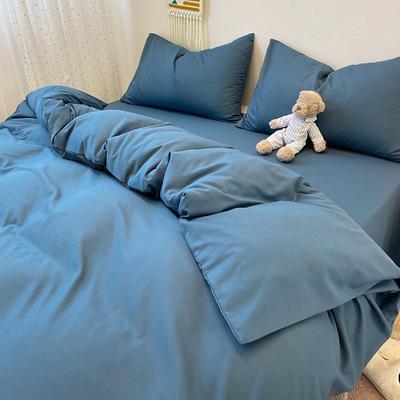 Solid Color AB Version Washed Cotton Student Dorm Bedding Set - Includes 3-Piece or 4-Piece Options with Duvet Cover.