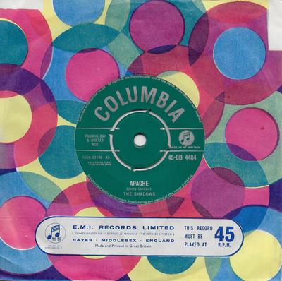 7inch Record SHADOWS - Apache 45DB4484 Columbia 1960 UK Rock Used
