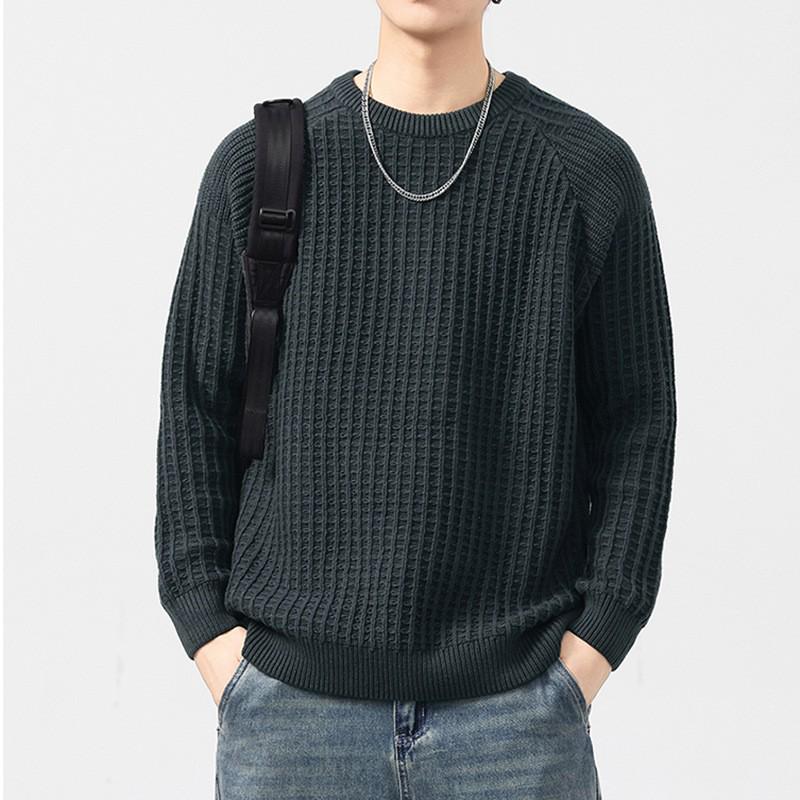 Shanggu Men’s High-End Loose Fashion Round Neck Sweater - Light Luxury and Versatile