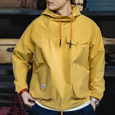 Maden Casual Outdoor Multi-pocket Hooded Men's Jackets Spring Fall Loose Windbreak Parka Ginger Climbing Outerwear Track Jacket