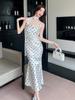 White Polka Dot Bodycon Spaghetti Strap Dress for Women - Summer French Style