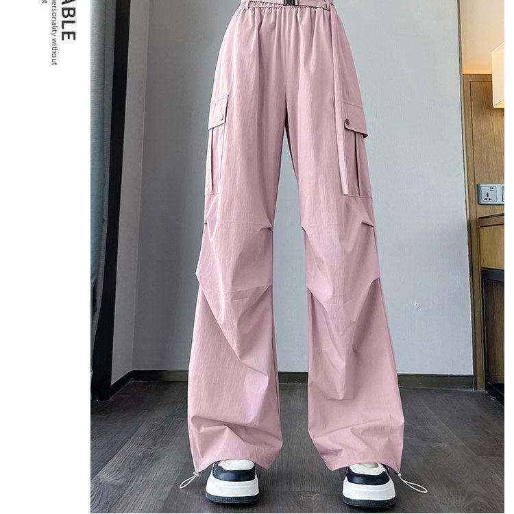 Women s Pink Quick-Dry Casual Wide-Leg Overalls for Climbing S