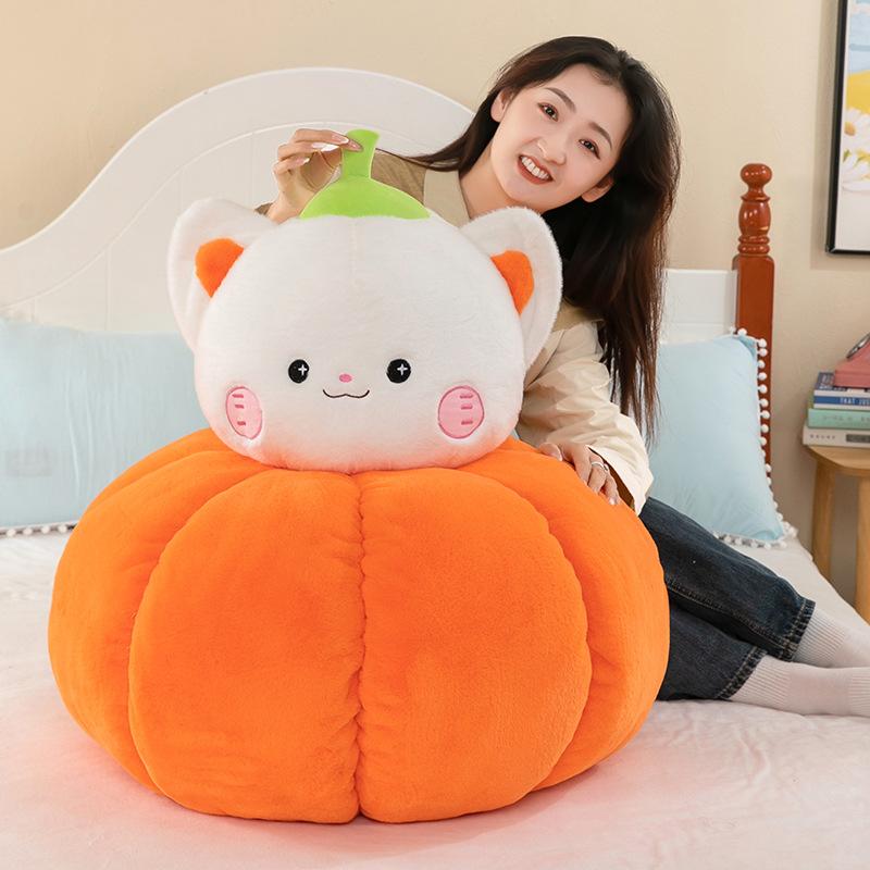 Cute Pumpkin Cat Plush Toy Girl Birthday Gift Sleeping Pillow Fashion Home Decoration