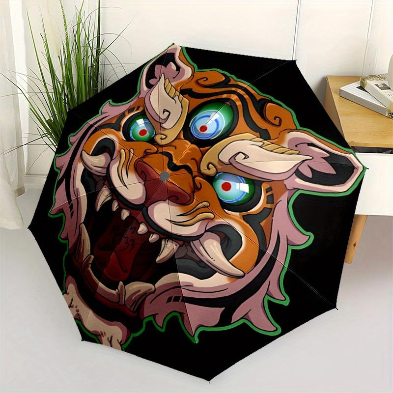1pc Tiger Head Automatic Opening/closing umbrella, Reinforced 8-Rib Construction, Compact Travel Umbrella yy250808138