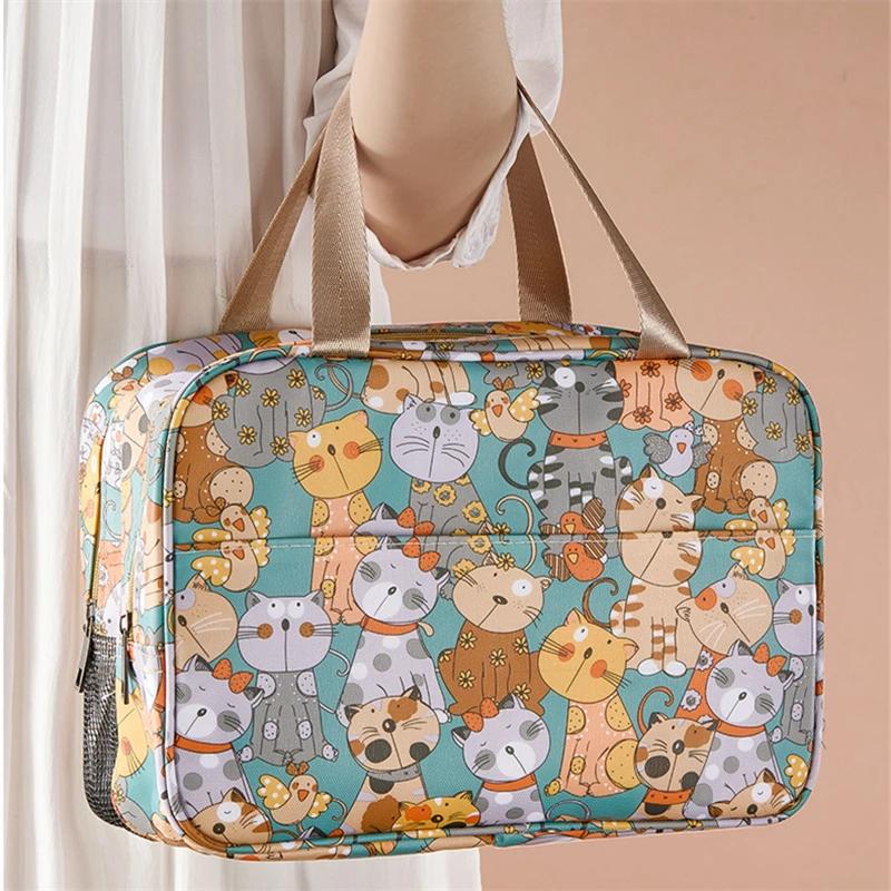 Wet-Dry Separation Cosmetic Bag Large Capacity Cartoon Makeup Case Portable Toiletry Kit Storage Bath Bag Travel Essentials