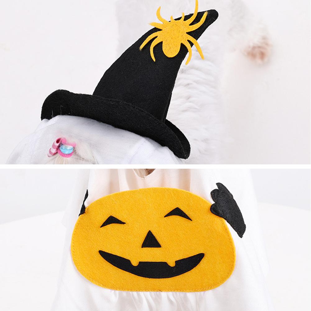 Ghost Dog Costume Hat & Cloak with Candy Bag Spooky Cute Breathable Trick or Treat Pet Costume Photo Prop Pet Cosplay Gear