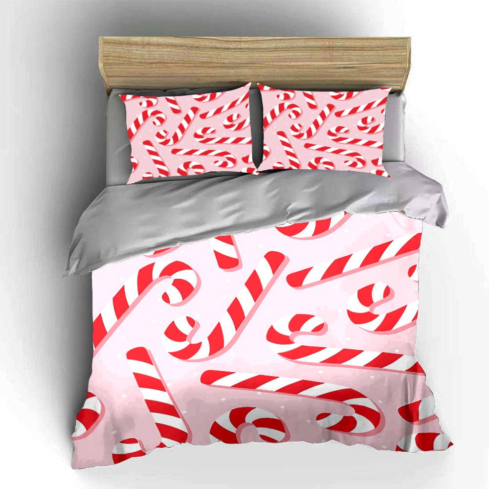 Candy Cane Pattern Print Bedding Duvet Cover Set Duvet Cover Pillowcases (1*Duvet Cover 2*Pillowcases, without duvet insert)