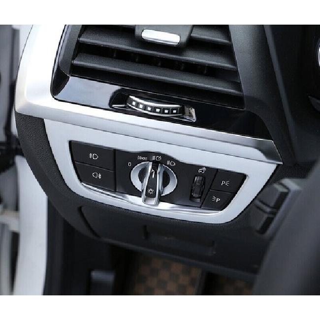 For BMW X3 G01 X4 G02 2018- Matte Silver Headlight Control Button Cover Trim