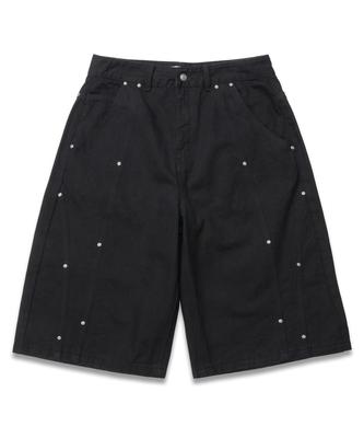 DOFFJASON [Unisex] Rivet Denim Bermuda Pants Black