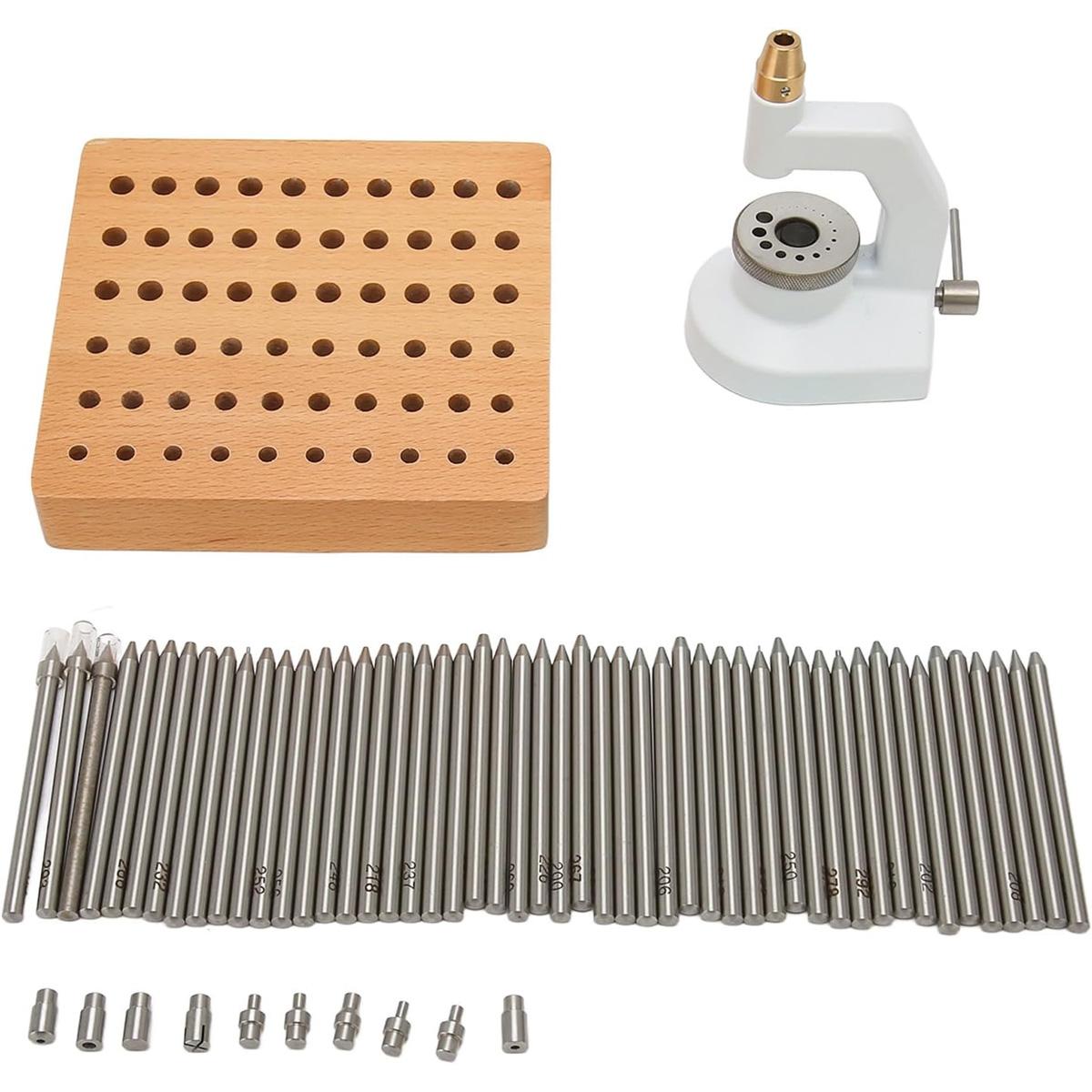 

Watch Repair Staking Tool Press Set Watchmaker Jewelling Punching Kit with 50 Punches 10 Stakes Watchmaker Jewelling Tool