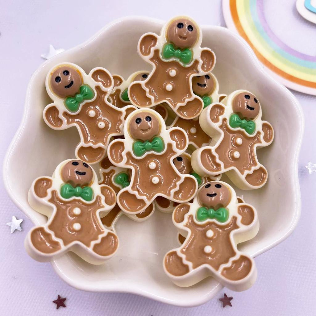 Resin Kawaii Colorful Santa Christmas Tree Snowman Gingerbread Man Flat Back Cartoon Figurines 10PCS Scrapbooks DIY Decor Crafts