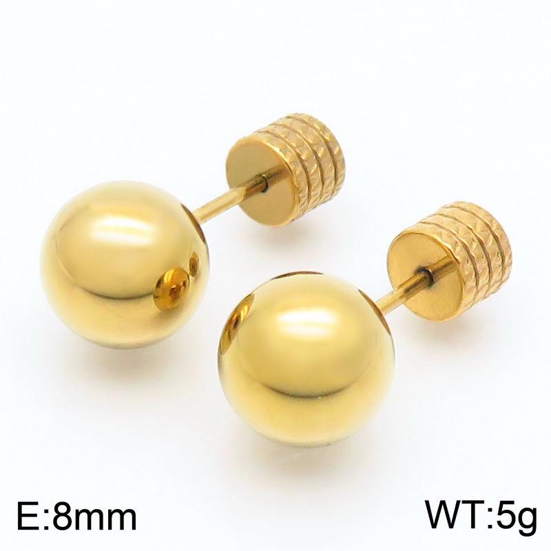 European & American Titanium Steel Round Bead Women's Stud Earrings - Simple Street Style Accessories