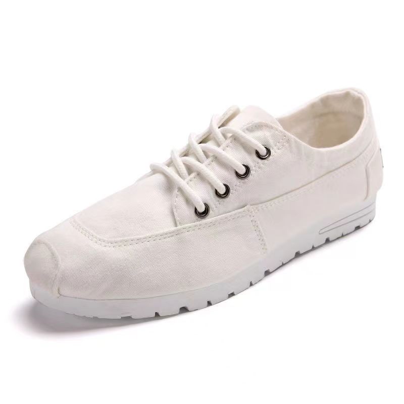 Spring and Summer Thin Fabric Shoes Breathable Men's Shoes Casual Canvas Lace Up Flat Bottom Comfortable Men's Shoes for Young People