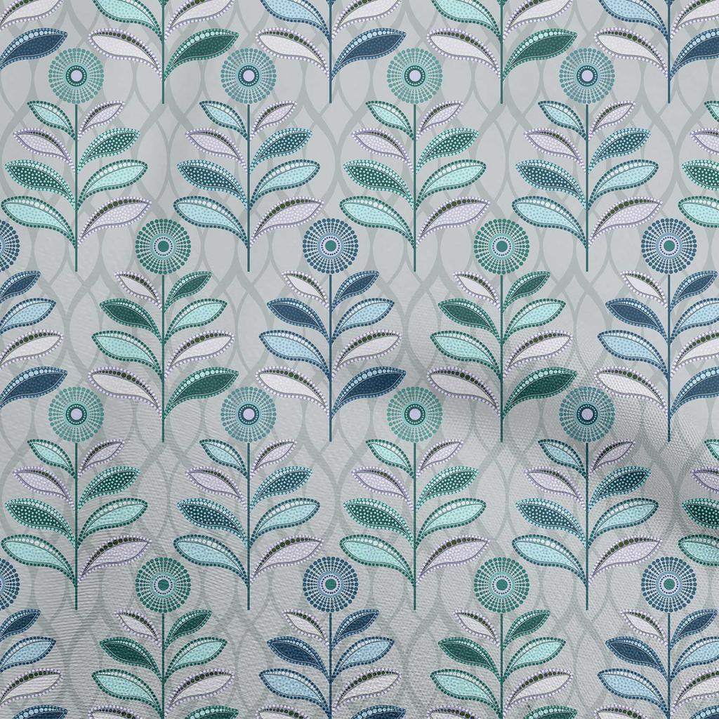 oneOone Cotton Flex Olive Green Fabric Dotted Floral Fabric For Sewing Printed Craft Fabric By The Yard 40 Inch