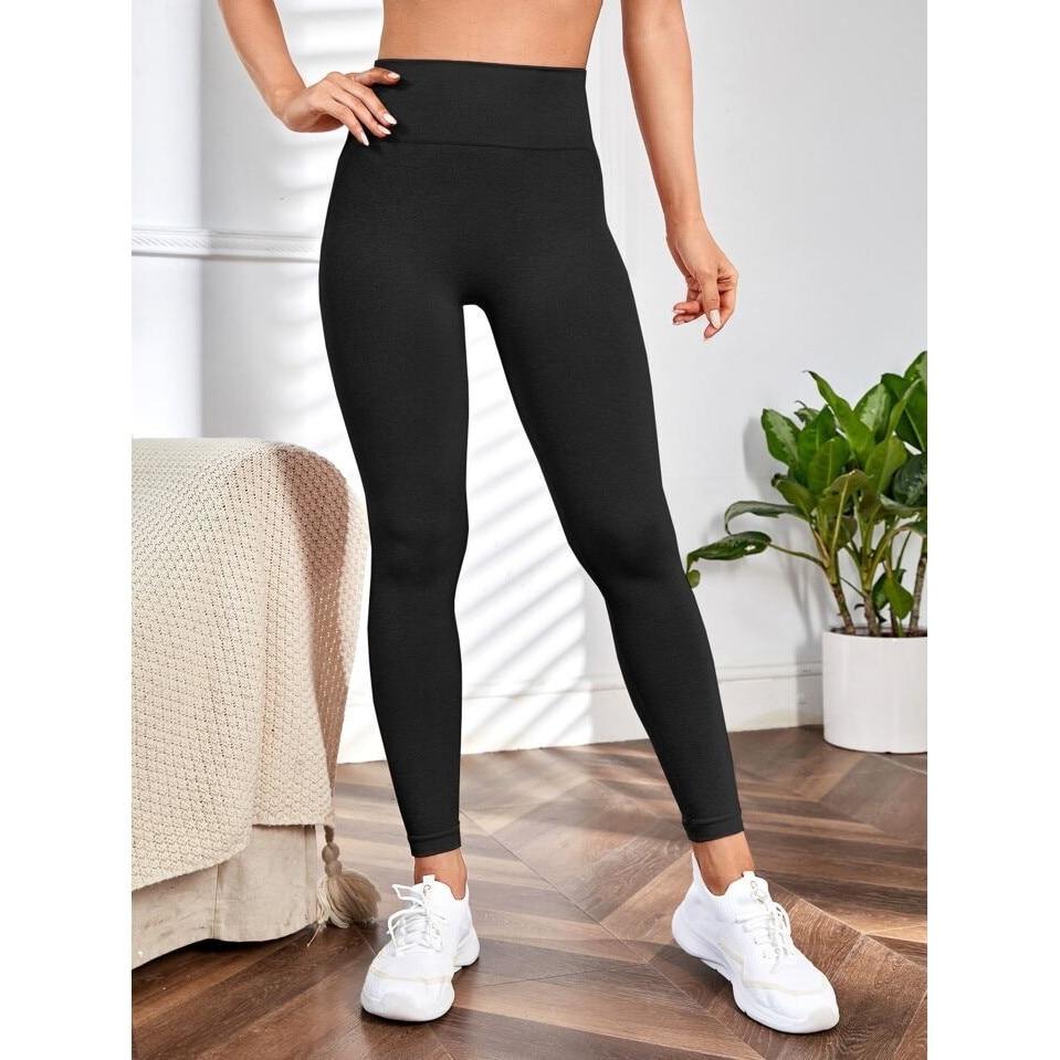 High Waist Sports Leggings Tummy Control Quick Dry Yoga Pants for Women Gym Running Black M