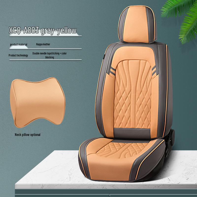 All-Season Nappa Leather Car Seat Cushion - Breathable, Perforated Universal Cover