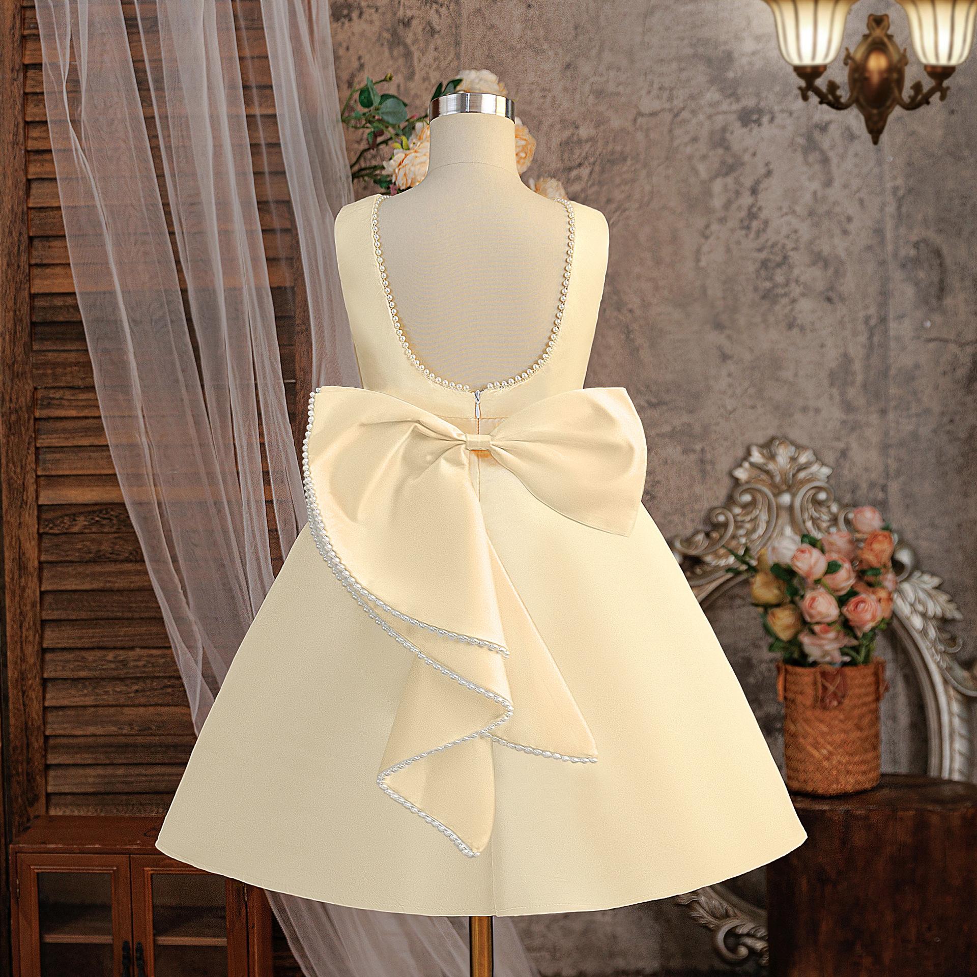 

Платье принцессы для девочки-цветочницы на свадьбу, летнее детское формальное платье с бантом, длинное вечернее платье для школы, вечеринки, детская новогодняя одежда ALP613 150 шампанского