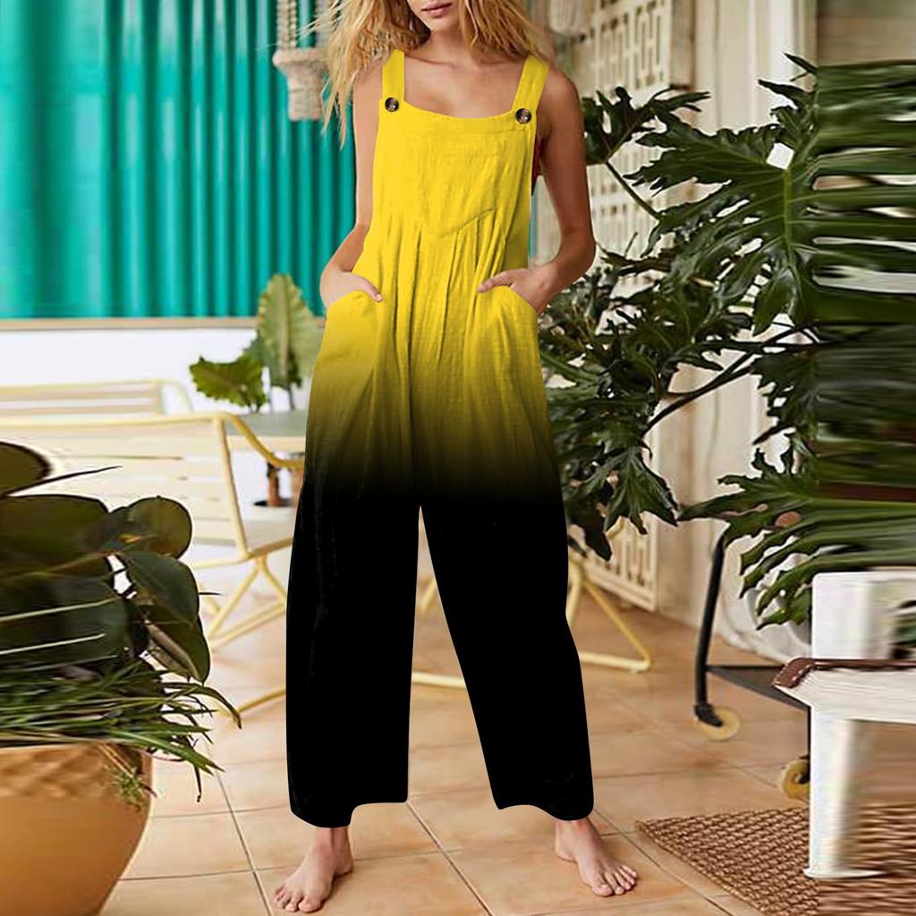 Women's Casual Jumpsuit Sleeveless Fashion Gradient Printed Jumpsuit