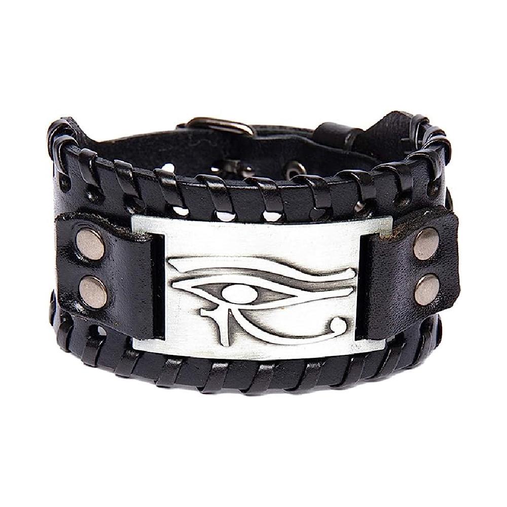 Viking Genuine Leather Wrap Bracelets Punk Eye of Horus Egyptian Wristband Bracelet Isis Talisman Male Wrist Jewelry