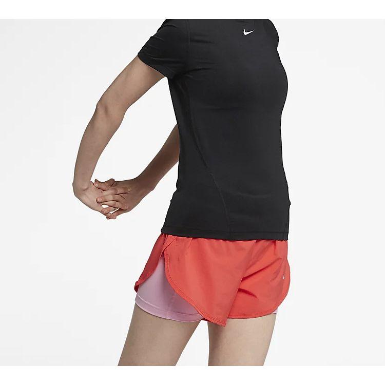Nike Pro Mesh Dri-Fit Slim-Fit Breathable Quick-Dry Training Short-Sleeve T-Shirt Women Tops Black AO9952-010