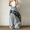 VIONA Y2K College American Hip-hop Goth Print Drawstring Wide Leg Sweatpants Loose 90s High Street Sports Trousers Floor Length Pants