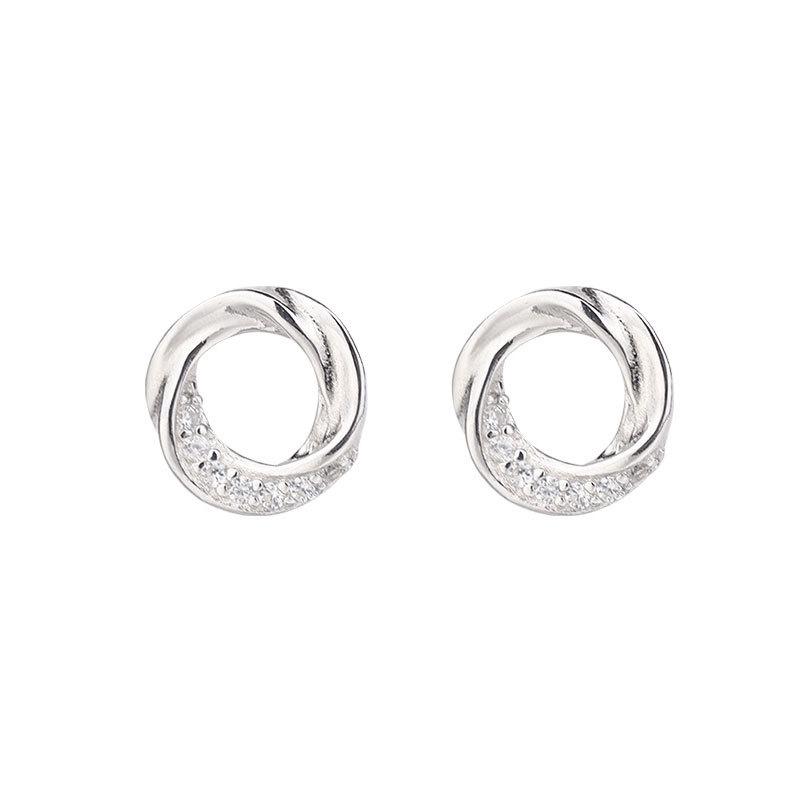 Cercei Flash Diamond Mobius pentru Femei Inele Rotunde Simple Nișă Lux Ușor High-end Temperament