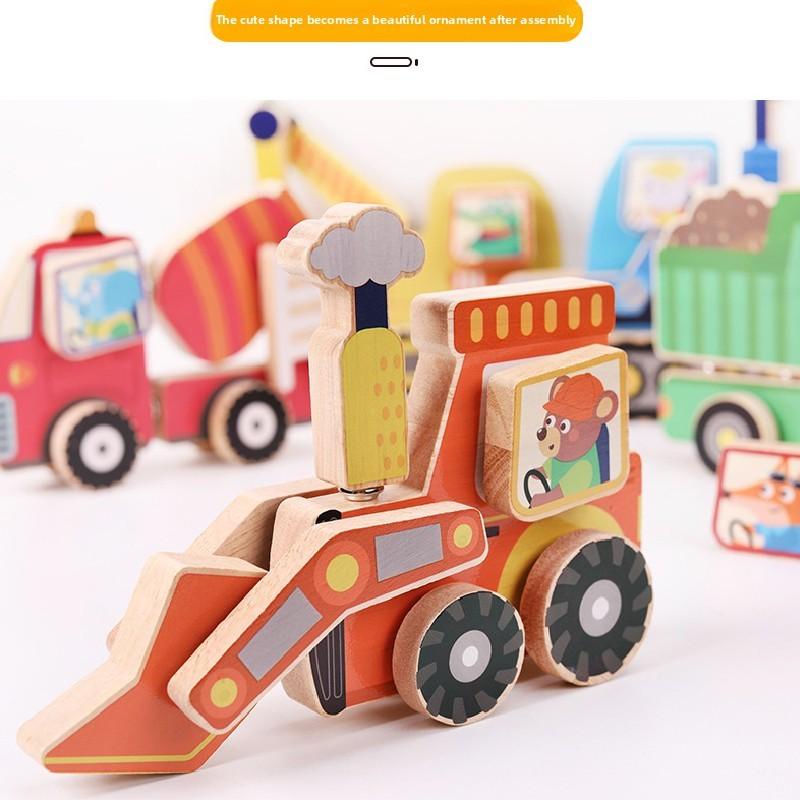 Wooden Childrens Educational Puzzle With Cartoon Vehicles For Early Learning And Cognitive Development