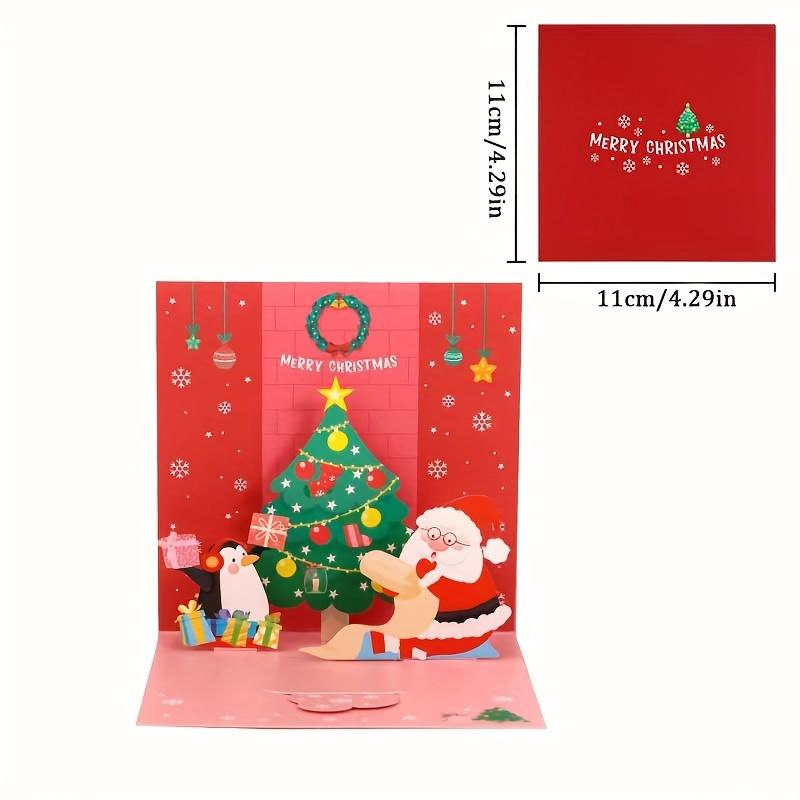 3pcs 3D Christmas Card Decorative Handwritten Blessing Festival Decors Postcard Folding Gift