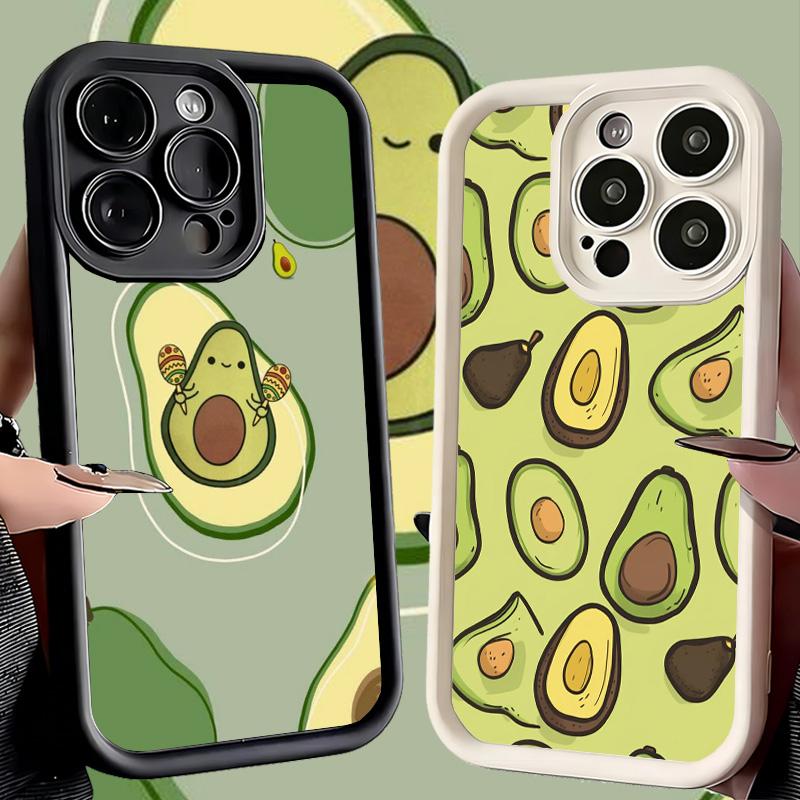 Phone Case for iPhone 17 Air 16E 15 16 Pro Max Cartoon Cute Avocado Cover 14 Plus 13 12 Mini Soft Shell Silicone Fundas
