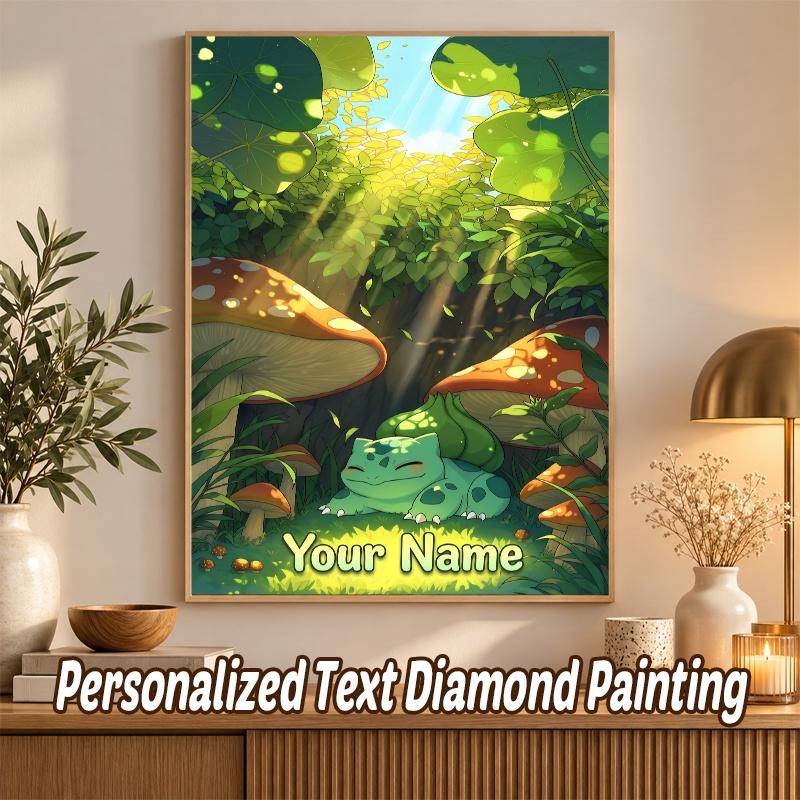 Bulbasaur Custom Name Diamond Painting Personalized 5D Full Drill DIY Diamond Art Home Decor