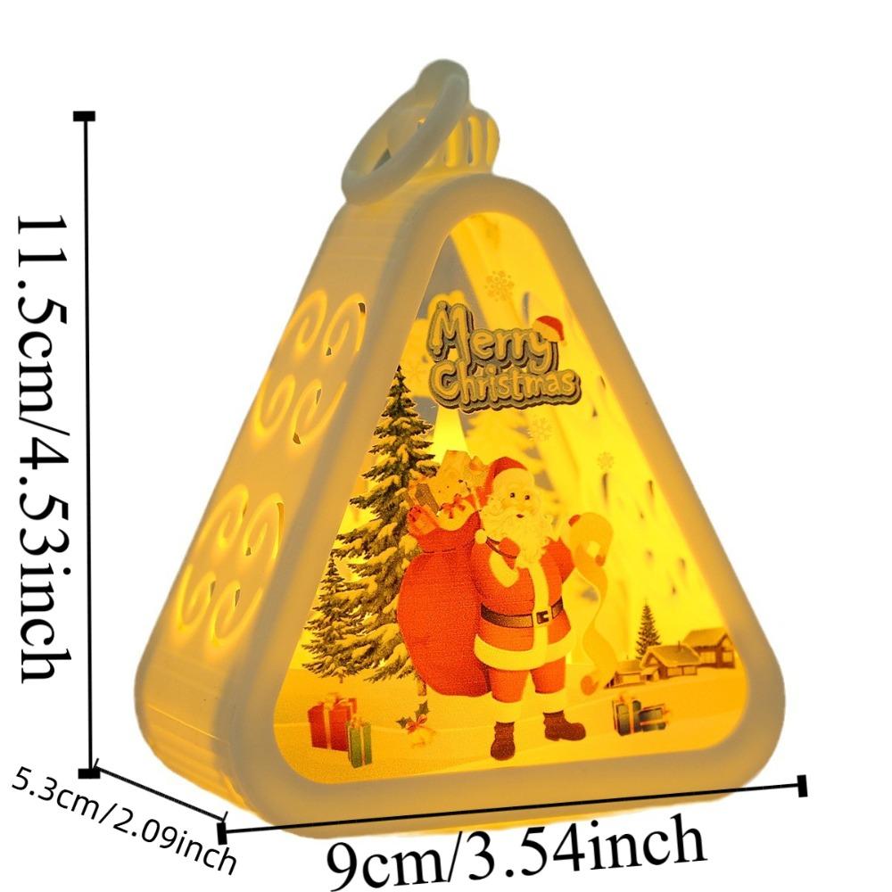 Button Battery Santa Claus Luminous Lamp Elk Deer Triangle Lantern Party
