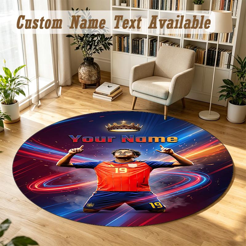 Round Rug Custom NameLamine Yamal Pattern Non Slip Carpet Home Floor Decor