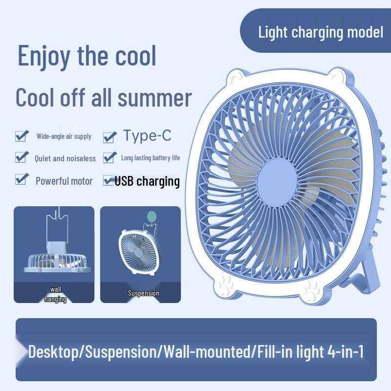 3-in-1 Silent Electric Fan: Desktop, Wall-Mounted, Folding, Dual-Use with USB Charging & Plug-In Options for Dorms & Homes.