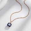 Luxury Square Blue Natural Zircon Pendant Necklace For Women Fashion  Rose Gold Color Fine Daily Ethnic Bride Jewelry