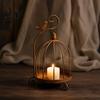 Rustic Style Metal Lantern Vintage Birdcage Candle Holder Tealight Decorative Artistic Display Stand for Home Decor Dining Table Living Room