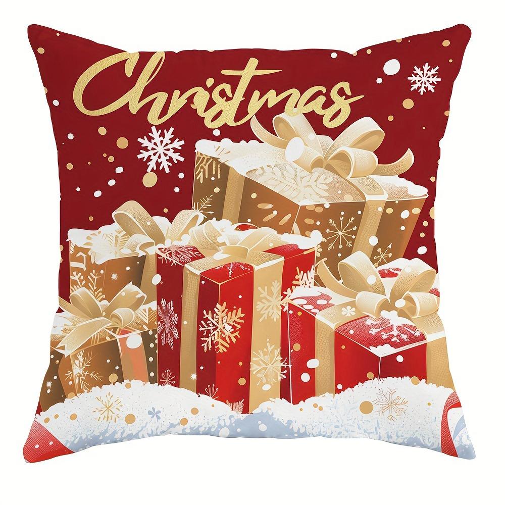 Christmas Decoration Pillow Cover Santa Claus Gift Box Snowman Color Ball Pattern Living Room Sofa Cushion Suite Room Decoration
