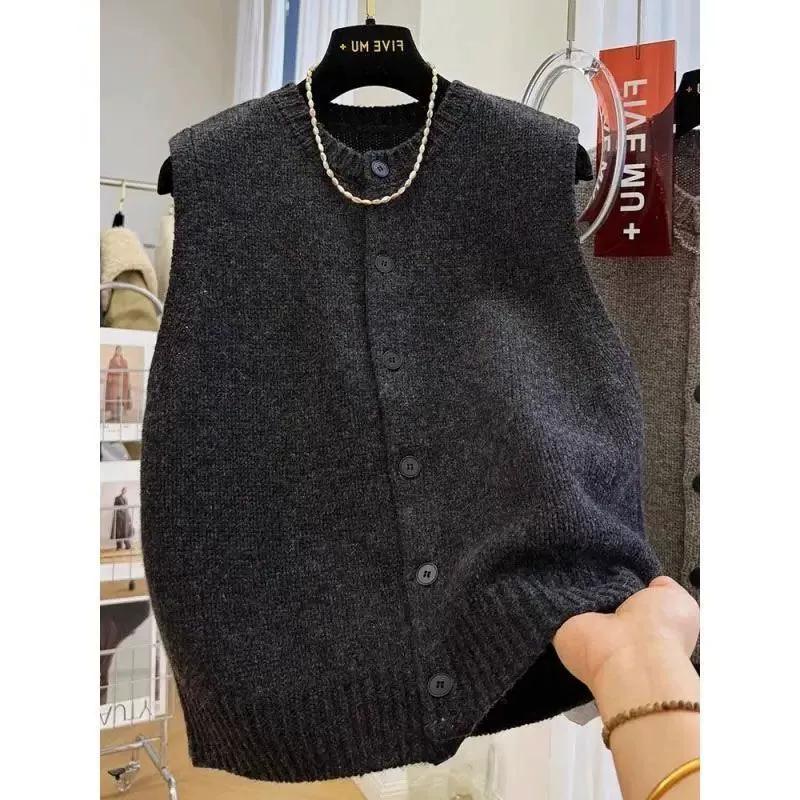 Autumn Winter Fashion Knitted Sweater Vest Women's Sleeveless V-Neck Solid Pullover Vest Female Causal Ladies Tops