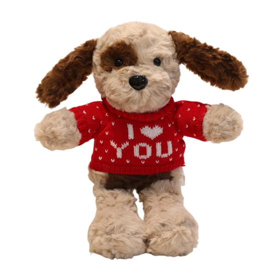 Adoptable Stuffed Dog Plush with Sweater Realistic Teddy Doll Toy with Removable Clothes 30cm Huggable Gifts for Kids