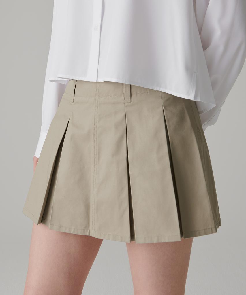 MUSINSA STANDARD WOMAN Women'S Cotton Pleated Mini Skirt [Beige]