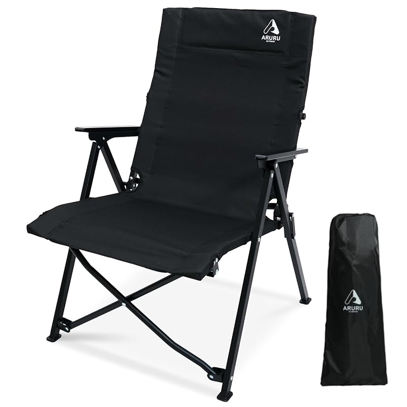 

camping chair folding outdoor 600D fabric lightweight compact storage Load capacity 100kg [Black]