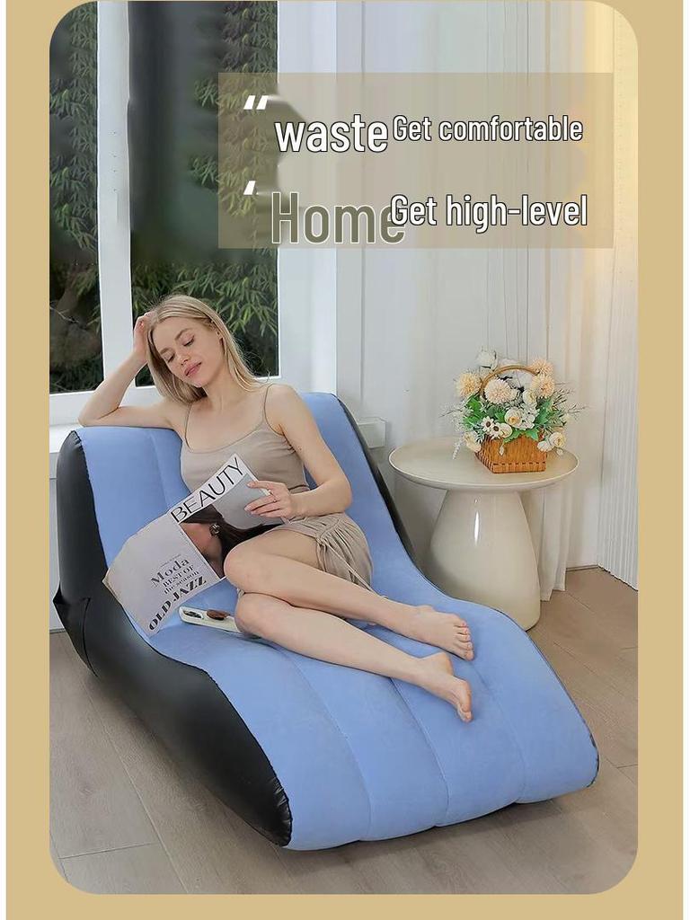 Inflatable S-Shaped Lazy Lounger: Foldable Indoor/Outdoor Flocked Sofa for Relaxation