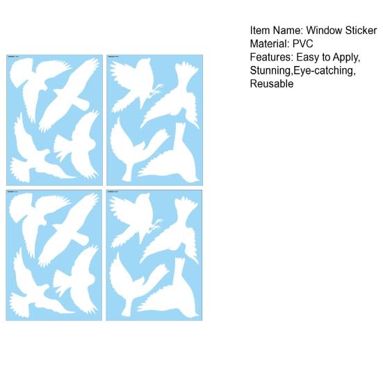 4 Sheets Anti Collision Window Clings White Bird Butterfly Leaf Shape Window Decals to Prevent Bird Strikes Reusable Static Sticker